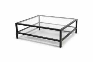 Mesita de centro cristal y metal negra