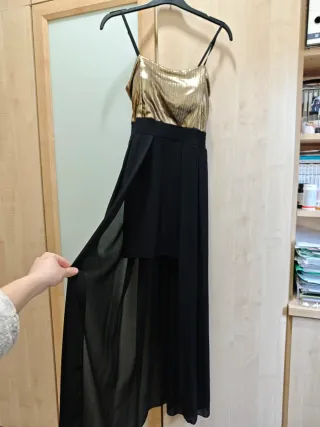 Vestido fiesta High-Low dorado y negro