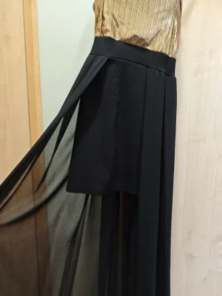 Vestido fiesta High-Low dorado y negro