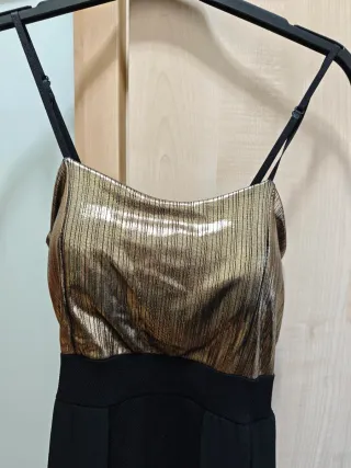 Vestido fiesta High-Low dorado y negro