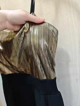 Vestido fiesta High-Low dorado y negro