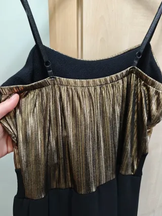 Vestido fiesta High-Low dorado y negro