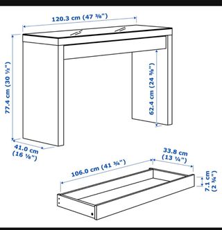 Tocador MALM IKEA blanco 120x41 cm
