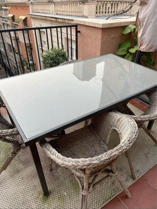 Mesa de jardín Dallas Bricodepot metal cristal