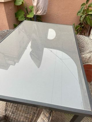 Mesa de jardín Dallas Bricodepot metal cristal