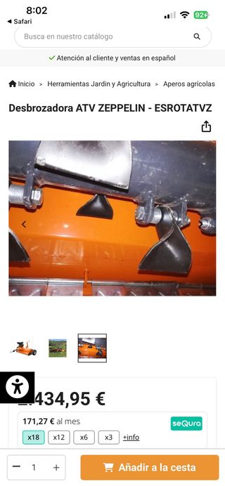 Quad Desbrozadora ATV ZEPPELIN ESROTATVZ Naranja