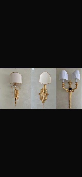 6 Apliques de Pared Dorados Clásicos