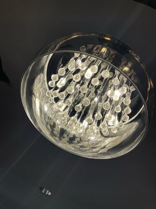 Lámpara colgante y empotradas de cristal difusoras