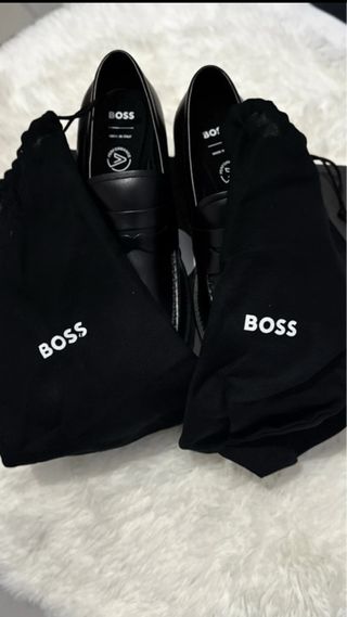 Mocassini BOSS neri in vera pelle