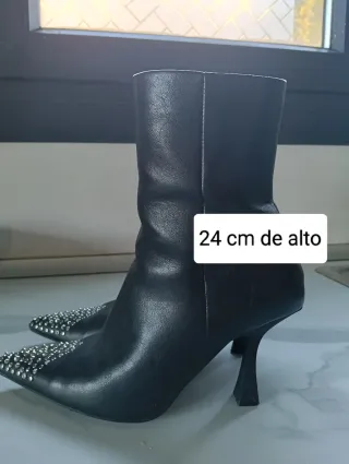 Botines Zara Talla 38 Negros con Brillantes