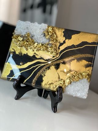 Cuadro Decorativo Negro y Dorado GEODE