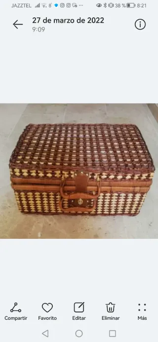 Cesta de picnic de mimbre sin estrenar