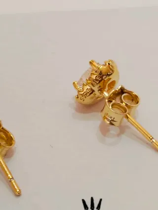 Pendientes Pandora Corazón Chapado Oro 14k