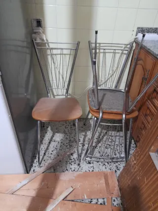 4 Sillas Cocina Metálicas Madera