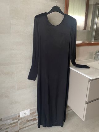 Abito lungo nero satinato