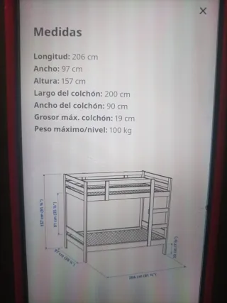 Litera de madera negra Ikea