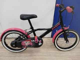 Bicicleta niños 16 pulgadas Btwin 500 Spy Hero Girl negra