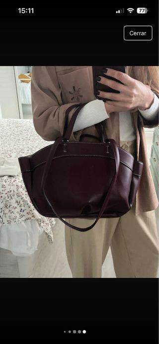 Bolso de mano doble asa burdeos