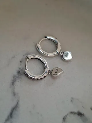 Pendientes Plata Corazón Rosa