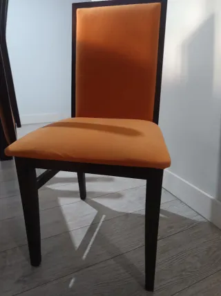 Mesa Comedor Cristal y 6 Sillas Naranja