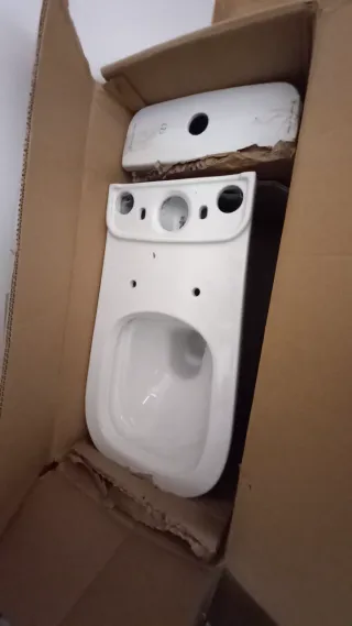 Inodoro de porcelana blanco sin usar