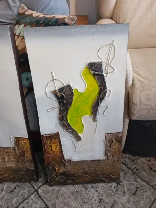 Tre quadri a olio su tela con tecnica spatola