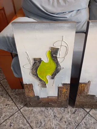 Tre quadri a olio su tela con tecnica spatola