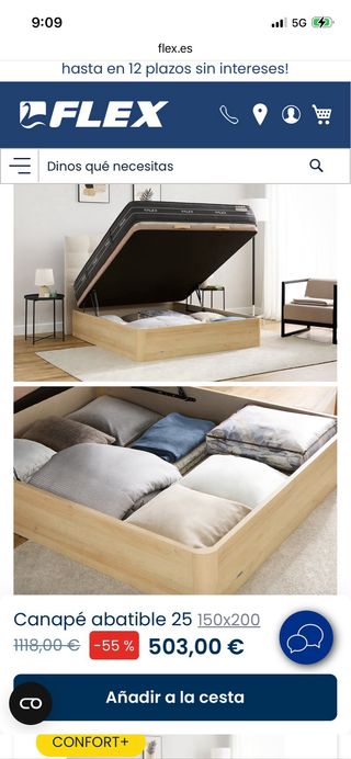 Canapé abatible FLEX 35 gran capacidad