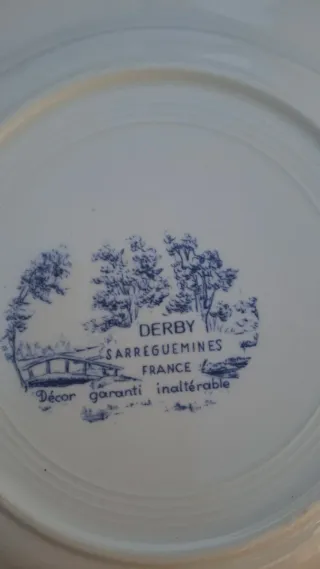 Set 5 Platos Soperos Franceses Porcelana Azul