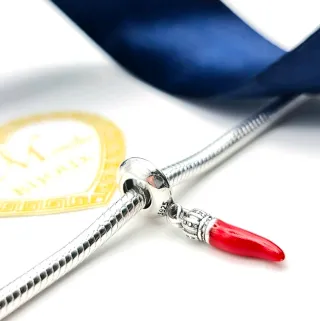 CHARM ARGENTO 925 Cornicello Rosso Modello Pandora