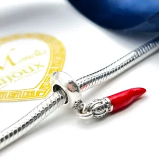 CHARM ARGENTO 925 Cornicello Rosso Modello Pandora