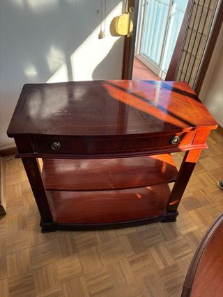 Mueble auxiliar madera oscura con cajón