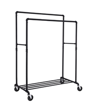 Burro perchero doble ruedas metal negro