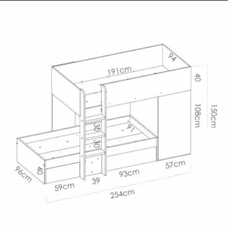 Cama Tren Move 2 Cajones 1 Armario. Natural/Grafi