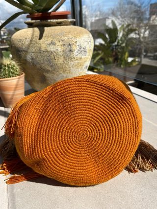 Bolso Wayuu Artesanal Naranja y Beige