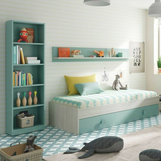 Cama Juvenil Nido. Blanco Alpes/Verde Acqua