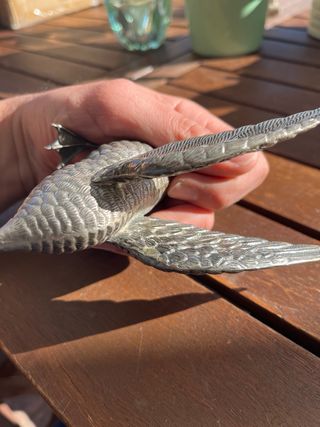 Pato de plata antiguo hecho a mano