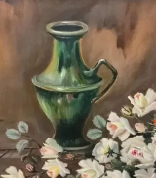 Cuadro al óleo: Jarrón y flores