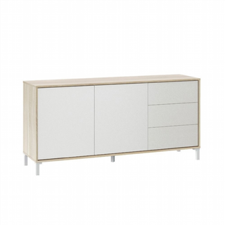 Aparador 2 Puertas 3 Cajones. Blanco Artik/Roble