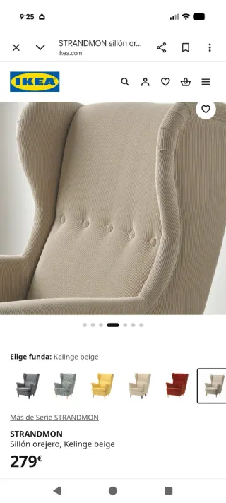 Sillón orejero STRANDMON IKEA Kelinge beige