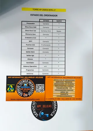 Torre PC i7 Gaming OMEN 16Gb ram Rtx 3050