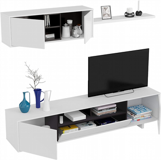 Mueble de Salón 200 cm. Blanco Brillo/Gris Antrac