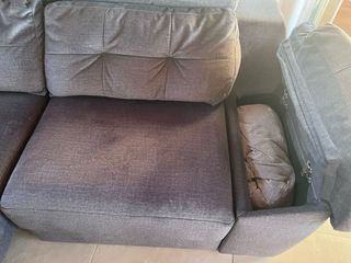 Sofá 3 plazas gris tela