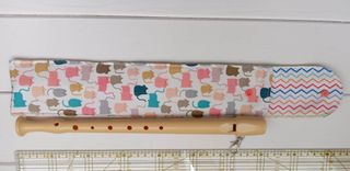 Funda tela flauta dulce escolar gatos