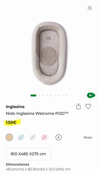 Nido Bebé Inglesina Welcome Pod Gris (82x48x12cm)