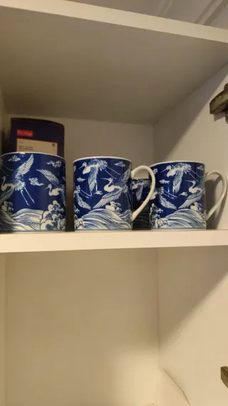 Conjunto 4 Tazas Azul y Blanco