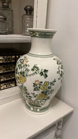 Jarrón San Claudio Porcelana Flores Verdes