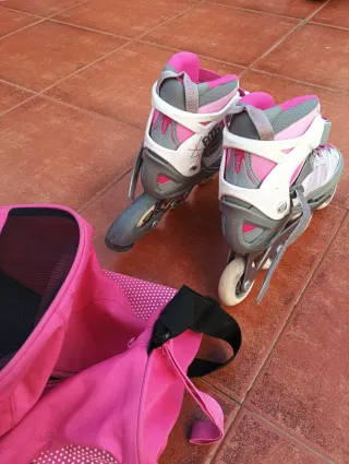 Patines en línea Oxelo con bolsa rosa