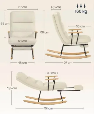 Silla Mecedora SONGMICS Beige con Reposapiés