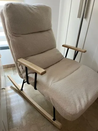 Silla Mecedora SONGMICS Beige con Reposapiés